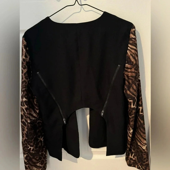 Mustard Seed Blazer bolero high back leopard black party dressy  USS office rare - Picture 2 of 5